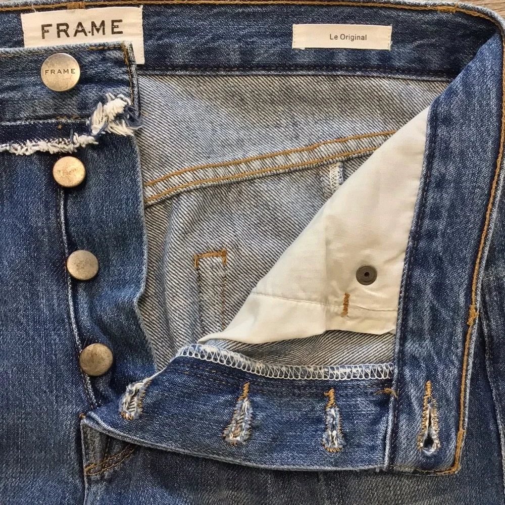 Frame Denim Le Original Button Fly Wetherly Mix High Waist Raw Edge Step Hem 28